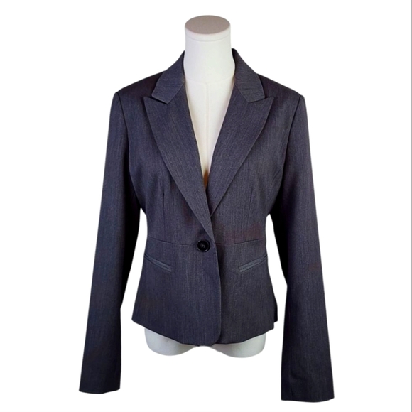 Rafaella Gray Stretch Blazer Size 8 Career Jacket with Pleated Back - Picture 1 of 8